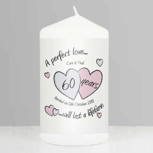 (product) Personalised A Perfect Love Diamond Anniversary Pillar Candle