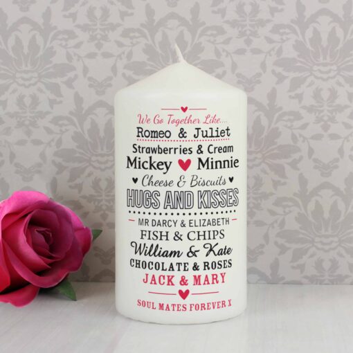 (product) Personalised We Go Together Like... Pillar Candle