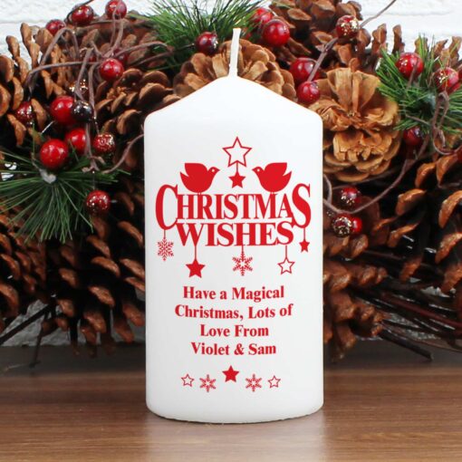 (product) Personalised Christmas Wishes Pillar Candle