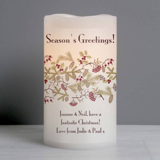 (product) Personalised Christmas Floral LED Candle