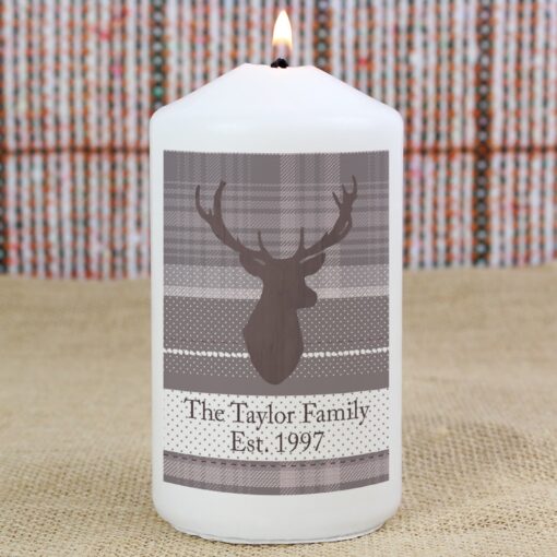 (product) Personalised Highland Stag Pillar Candle