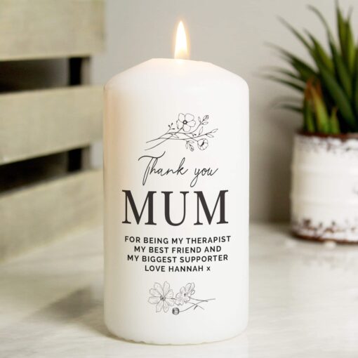 (product) Personalised Floral Pillar Candle