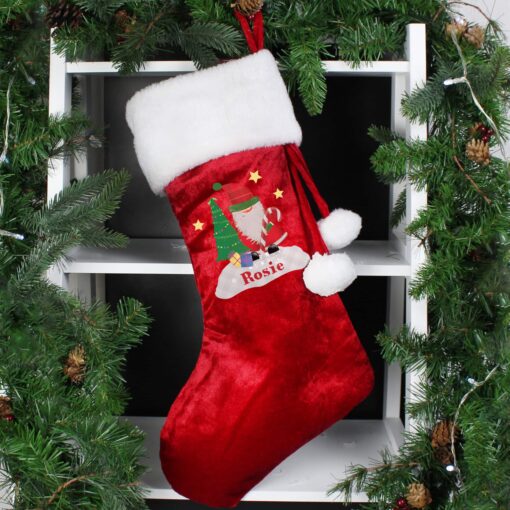 (product) Personalised Tartan Santa Luxury Red Stocking