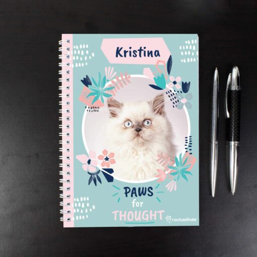 (product) Personalised Rachael Hale 'Paws for Thought' Cat A5 Notebook
