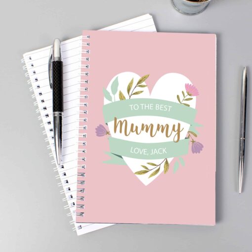 (product) Personalised Floral Heart A5 Notebook