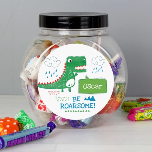 (product) Personalised 'Be Roarsome' Dinosaur Sweet Jar
