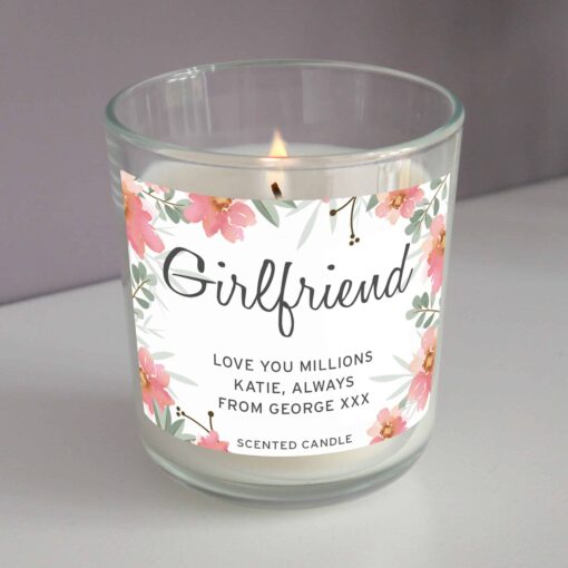 (product) Personalised Floral Sentimental Scented Jar Candle
