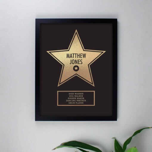 (product) Personalised Walk of Fame Star Award Black Framed Print