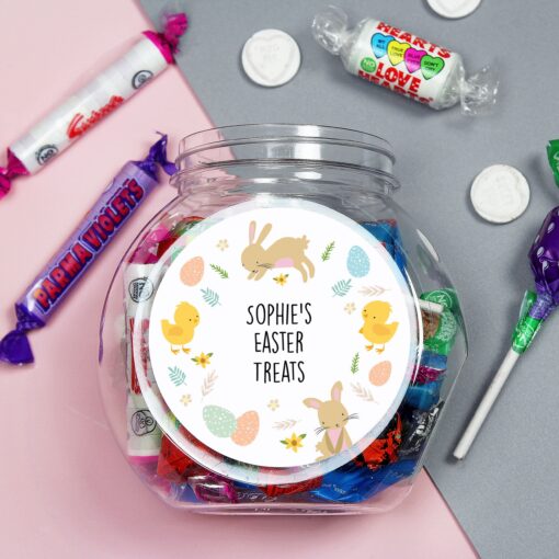 (product) Personalised Easter Bunny & Chick Sweets Jar