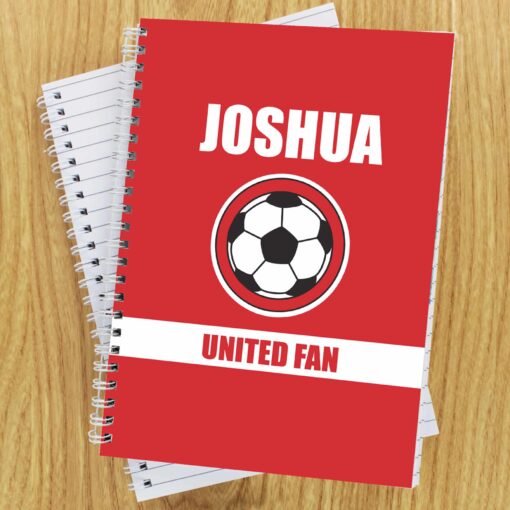 (product) Personalised Red Football Fan A5 Notebook