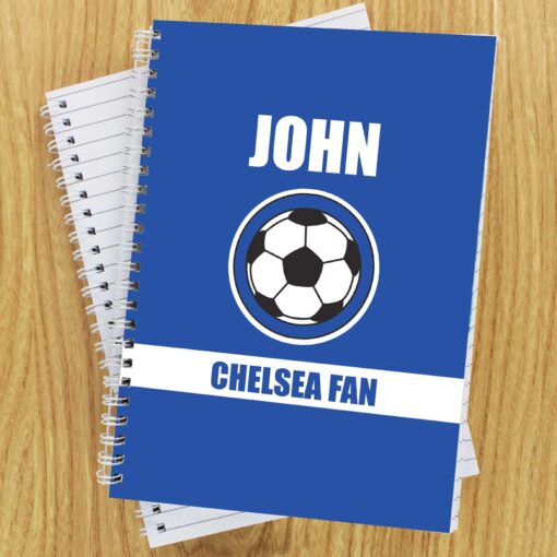(product) Personalised Dark Blue Football Fan A5 Notebook