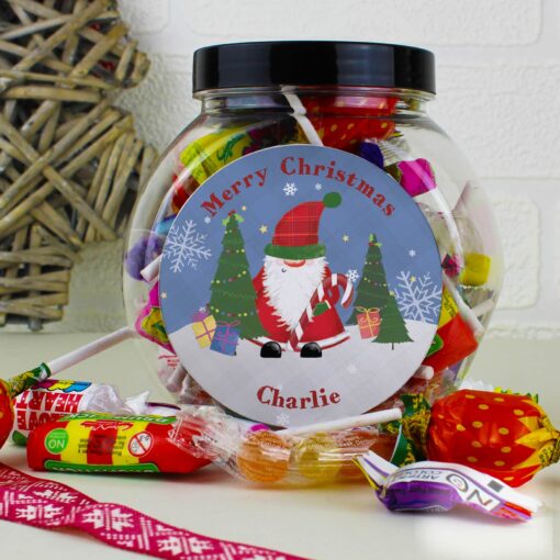 (product) Personalised Tartan Santa Sweet Jar