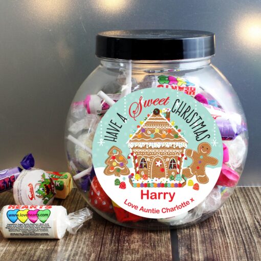 (product) Personalised Gingerbread House Sweet Jar