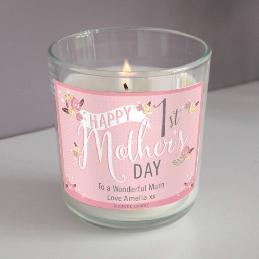 (product) Personalised Floral Bouquet 1st Mothers Day Scented Jar Candle