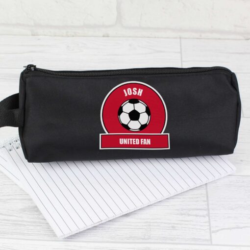 (product) Personalised Red Football Fan Pencil Case