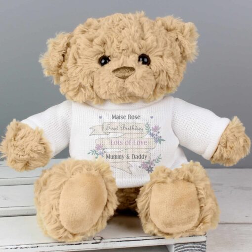 (product) Personalised Garden Bloom Message Teddy Bear