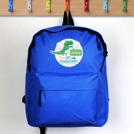 (product) Personalised 'Be Roarsome' Dinosaur Backpack