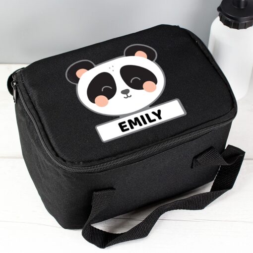 (product) Personalised Panda Black Lunch Bag