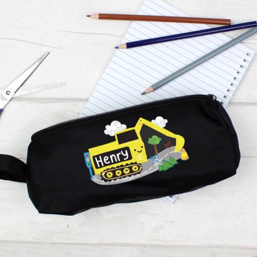 (product) Personalised Digger Black Pencil Case