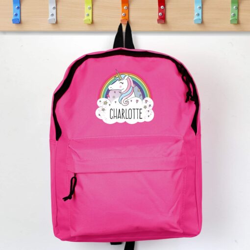 (product) Personalised Unicorn Pink Backpack