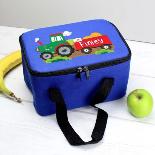 (product) Personalised Tractor Blue Lunch Bag