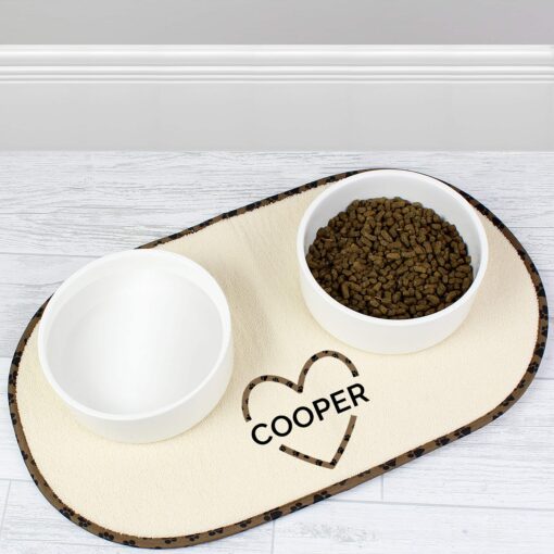(product) Personalised Love Heart Pet Bowl Placemat