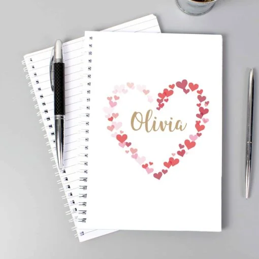 (product) Personalised Confetti Hearts A5 Notebook