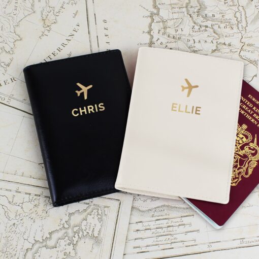 (product) Personalised Gold Name Passport Holders Set