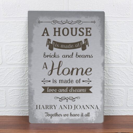 (product) Personalised 'A House Is Made Of' Metal Sign