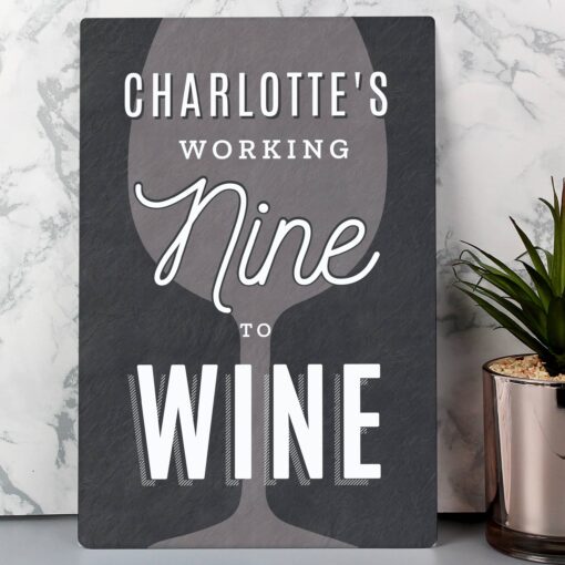 (product) Personalised Working Nine to Wine Metal Sign