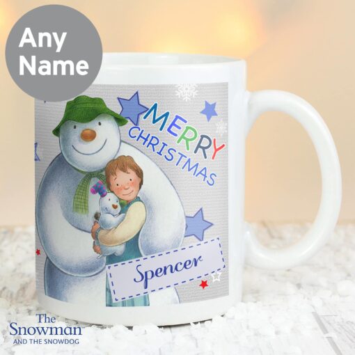 (product) Personalised The Snowman and the Snowdog Blue Mug