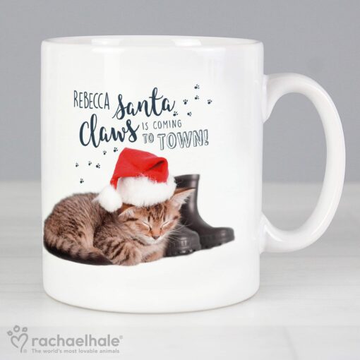 (product) Personalised Rachael Hale Santa Claws Christmas Cat Mug
