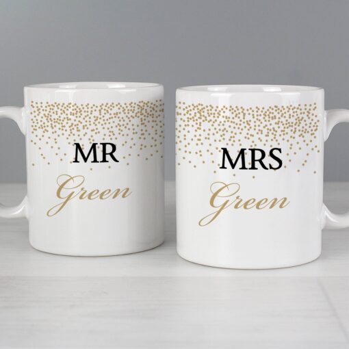 (product) Personalised Gold Confetti Mug Set
