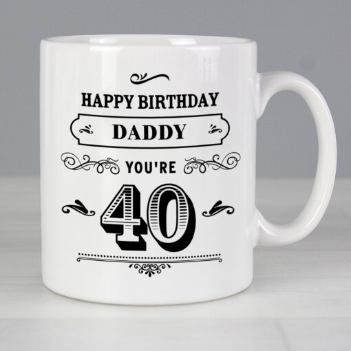 (product) Personalised Birthday Vintage Typography Mug