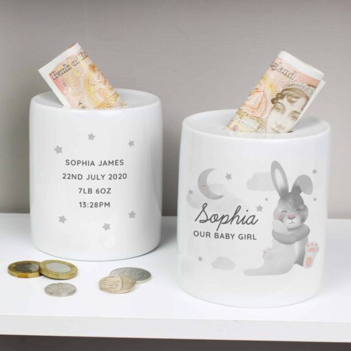 (product) Personalised Baby Bunny Ceramic Money Box