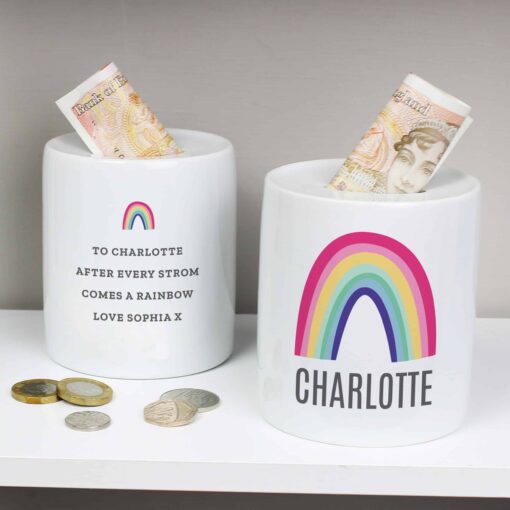 (product) Personalised Rainbow Ceramic Money Box
