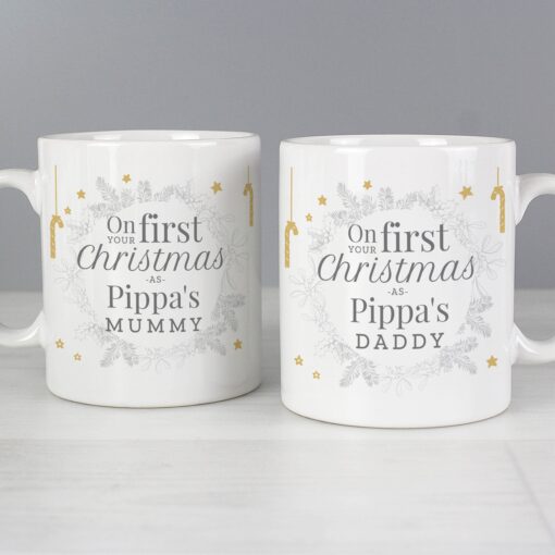 (product) Personalised 'On Your First Christmas As' Mug Set