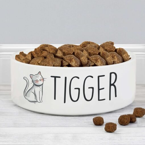 (product) Personalised Scribble Cat 14cm Medium Pet Bowl