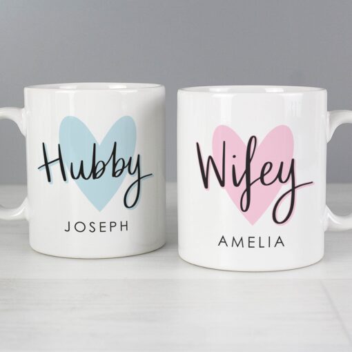 (product) Personalised Hubby & Wifey Mug Set