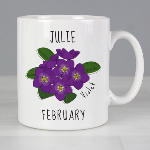 (product) Personalised February Birth Flower - Violet Mug