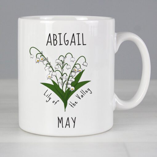 (product) Personalised May Birth Flower - Lily Of The Valley Mug