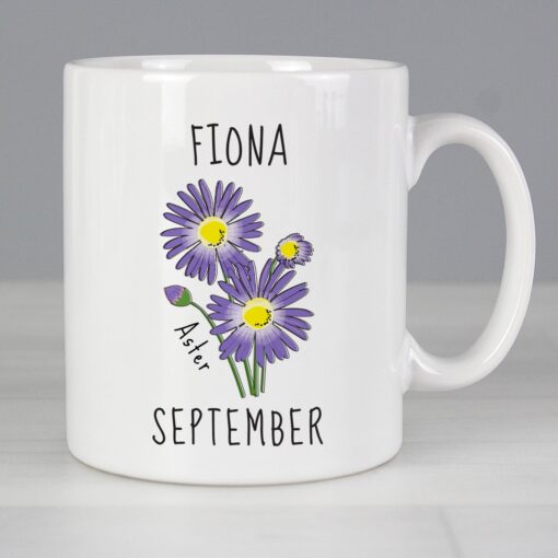 (product) Personalised September Birth Flower - Aster Mug