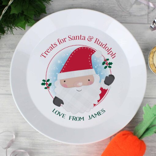 (product) Personalised Santa Christmas Eve Mince Pie Plastic Plate