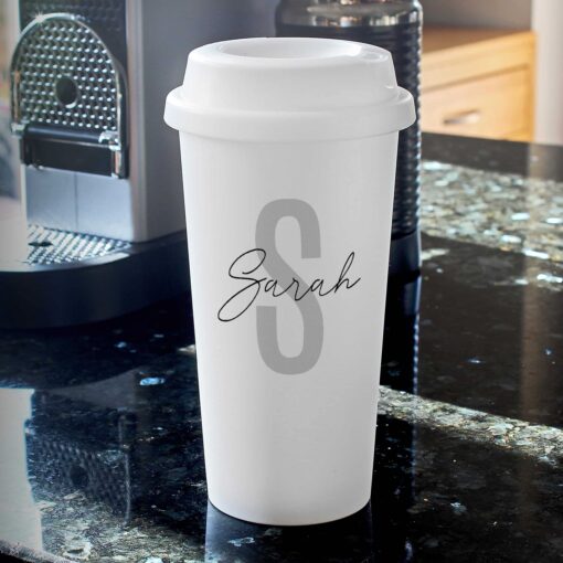 (product) Personalised Initial & Name Insulated Eco Travel Cup