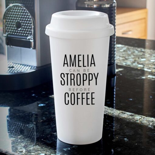 (product) Personalised Black Text Slogan Insulated Eco Travel Cup