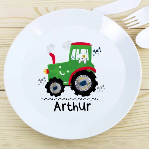 (product) Personalised Tractor Plastic Plate