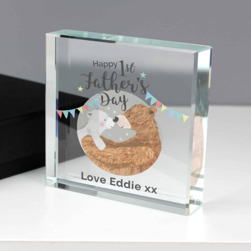 (product) Personalised 1st Father's Day Daddy Bear Large Crystal Token