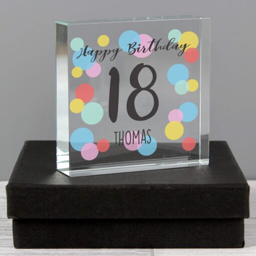 (product) Personalised Birthday Colour Confetti Large Crystal Token