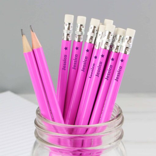 (product) Personalised Star Motif Pink Pencils
