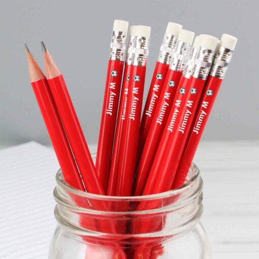 (product) Personalised Football Motif Red Pencils